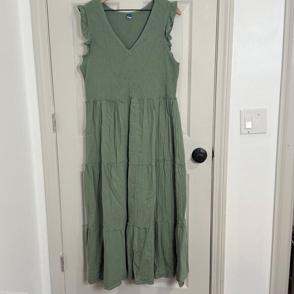 Old Navy Maxi Dress Womens XXL Green Tiered Cottage Core Feminine Sleeveless - Picture 7 of 16